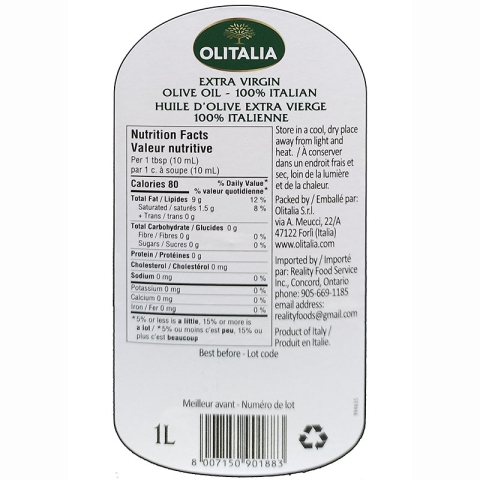 Olitalia Extra Virgin Olive Oil "ORO" Olitalia Extra Virgin Olive Oil "ORO"