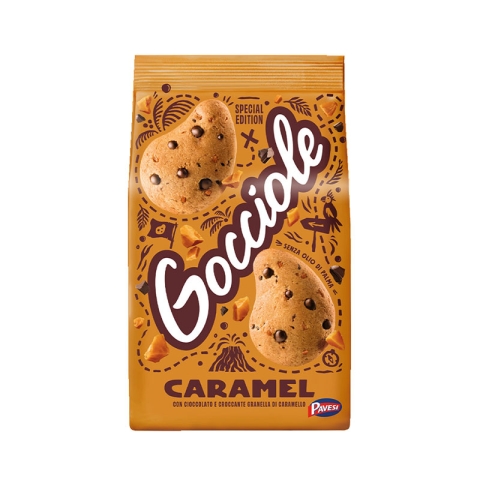 Pavesi Gocciole Cookies with Chocolate and Caramel Chips 