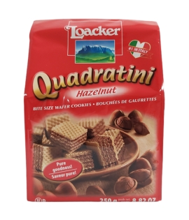 Loacker Quadratini Hazelnut Bite Size Wafer Cookies
