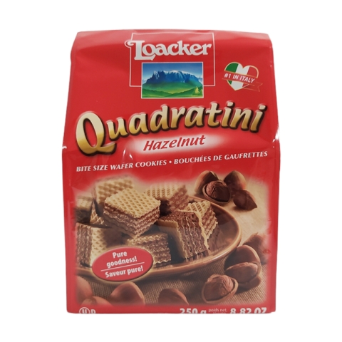 Loacker Quadratini Hazelnut Bite Size Wafer Cookies