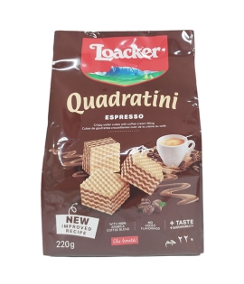 Loacker Quadratini ESPRESSO with Coffee Cream Bite Size Wafer Cookies