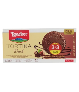 Loacker Tortina Dark Chocolate Hazelnut Cookies 3+3